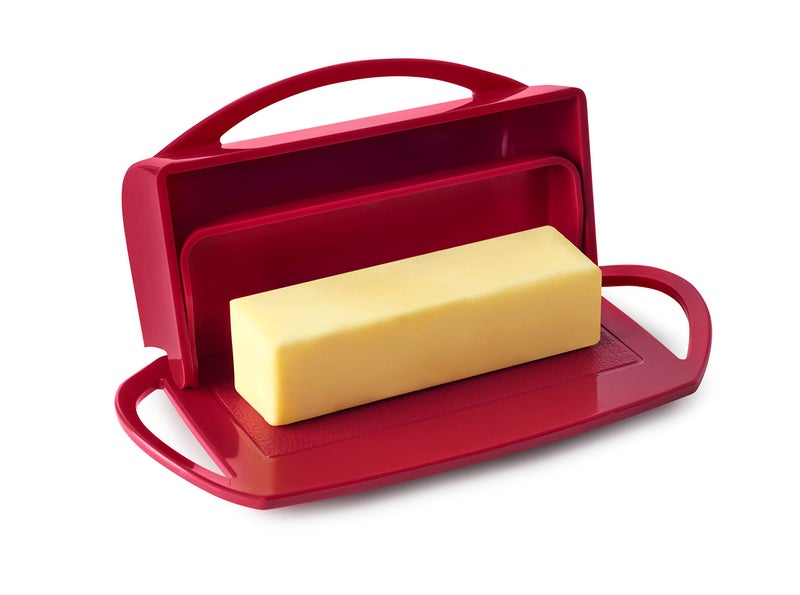 Better Dish طبق زبدة بغطاء قابل للفتح بدون ملعقة (أحمر) - Image 1